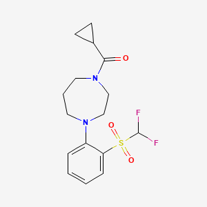 molecular formula C16H20F2N2O3S B7126696 Cyclopropyl-[4-[2-(difluoromethylsulfonyl)phenyl]-1,4-diazepan-1-yl]methanone 