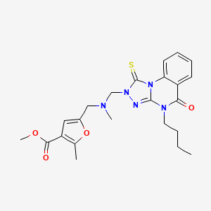 molecular formula C23H27N5O4S B7128638 Methyl 5-[[(4-butyl-5-oxo-1-sulfanylidene-[1,2,4]triazolo[4,3-a]quinazolin-2-yl)methyl-methylamino]methyl]-2-methylfuran-3-carboxylate 