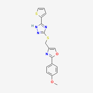 2-(4-methoxyphenyl)-4-[(5-thiophen-2-yl-1H-1,2,4-triazol-3-yl)sulfanylmethyl]-1,3-oxazole