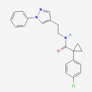 1-(4-chlorophenyl)-N-[2-(1-phenylpyrazol-4-yl)ethyl]cyclopropane-1-carboxamide