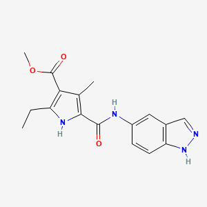 molecular formula C17H18N4O3 B7129226 methyl 2-ethyl-5-(1H-indazol-5-ylcarbamoyl)-4-methyl-1H-pyrrole-3-carboxylate 