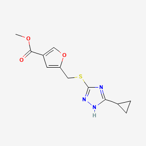 molecular formula C12H13N3O3S B7129964 methyl 5-[(5-cyclopropyl-1H-1,2,4-triazol-3-yl)sulfanylmethyl]furan-3-carboxylate 