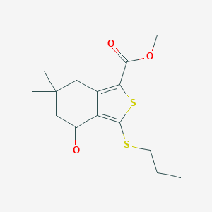 molecular formula C15H20O3S2 B071301 Methyl 6,6-dimethyl-4-oxo-3-(propylthio)-4,5,6,7-tetrahydrobenzo[c]thiophene-1-carboxylate CAS No. 175202-42-3