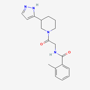 2-methyl-N-[2-oxo-2-[3-(1H-pyrazol-5-yl)piperidin-1-yl]ethyl]benzamide