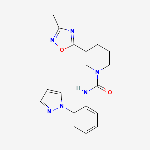 3-(3-methyl-1,2,4-oxadiazol-5-yl)-N-(2-pyrazol-1-ylphenyl)piperidine-1-carboxamide