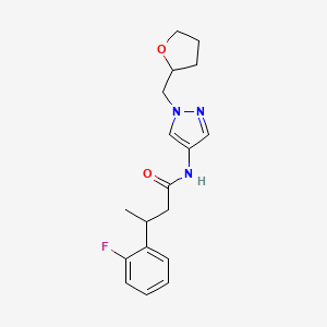 3-(2-fluorophenyl)-N-[1-(oxolan-2-ylmethyl)pyrazol-4-yl]butanamide