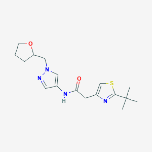 2-(2-tert-butyl-1,3-thiazol-4-yl)-N-[1-(oxolan-2-ylmethyl)pyrazol-4-yl]acetamide