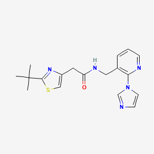 2-(2-tert-butyl-1,3-thiazol-4-yl)-N-[(2-imidazol-1-ylpyridin-3-yl)methyl]acetamide