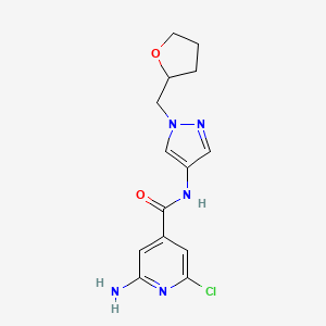 2-amino-6-chloro-N-[1-(oxolan-2-ylmethyl)pyrazol-4-yl]pyridine-4-carboxamide