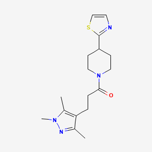 1-[4-(1,3-Thiazol-2-yl)piperidin-1-yl]-3-(1,3,5-trimethylpyrazol-4-yl)propan-1-one