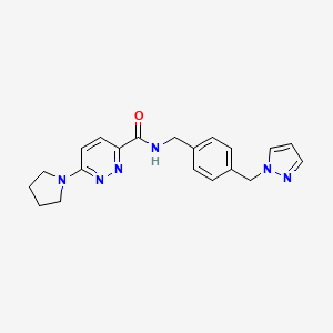 N-[[4-(pyrazol-1-ylmethyl)phenyl]methyl]-6-pyrrolidin-1-ylpyridazine-3-carboxamide