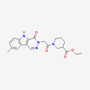 ethyl 1-[(8-methyl-4-oxo-4,5-dihydro-3H-pyridazino[4,5-b]indol-3-yl)acetyl]piperidine-3-carboxylate