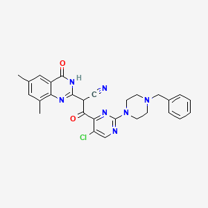 3-[2-(4-benzylpiperazin-1-yl)-5-chloropyrimidin-4-yl]-2-(6,8-dimethyl-4-oxo-3H-quinazolin-2-yl)-3-oxopropanenitrile