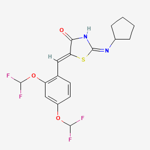 (5Z)-5-[[2,4-bis(difluoromethoxy)phenyl]methylidene]-2-cyclopentylimino-1,3-thiazolidin-4-one