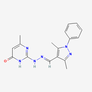 2-[(2E)-2-[(3,5-dimethyl-1-phenylpyrazol-4-yl)methylidene]hydrazinyl]-4-methyl-1H-pyrimidin-6-one