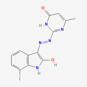 (3E)-7-iodo-1H-indole-2,3-dione 3-[(4-methyl-6-oxo-1,6-dihydropyrimidin-2-yl)hydrazone]