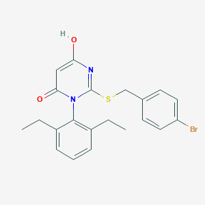 2-[(4-Bromophenyl)methylsulfanyl]-3-(2,6-diethylphenyl)-6-hydroxypyrimidin-4-one