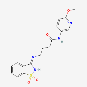 4-[(1,1-dioxo-1,2-benzothiazol-3-ylidene)amino]-N-(6-methoxypyridin-3-yl)butanamide