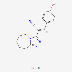 (E)-3-(4-hydroxyphenyl)-2-(6,7,8,9-tetrahydro-5H-[1,2,4]triazolo[4,3-a]azepin-3-yl)prop-2-enenitrile;hydrobromide