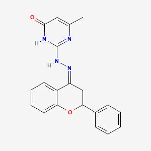 4-methyl-2-[(2Z)-2-(2-phenyl-2,3-dihydrochromen-4-ylidene)hydrazinyl]-1H-pyrimidin-6-one