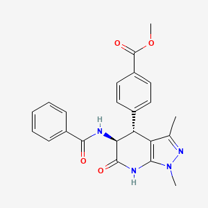 molecular formula C23H22N4O4 B7131301 methyl 4-[(4R,5S)-5-benzamido-1,3-dimethyl-6-oxo-5,7-dihydro-4H-pyrazolo[3,4-b]pyridin-4-yl]benzoate 