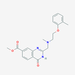 molecular formula C21H23N3O4 B7131493 methyl 2-[[methyl-[2-(2-methylphenoxy)ethyl]amino]methyl]-4-oxo-3H-quinazoline-7-carboxylate 