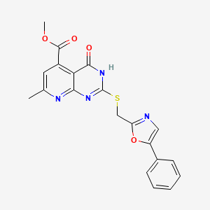 molecular formula C20H16N4O4S B7131603 methyl 7-methyl-4-oxo-2-[(5-phenyl-1,3-oxazol-2-yl)methylsulfanyl]-3H-pyrido[2,3-d]pyrimidine-5-carboxylate 