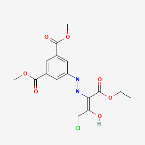 molecular formula C16H17ClN2O7 B7131938 dimethyl 5-[[(E)-4-chloro-1-ethoxy-3-hydroxy-1-oxobut-2-en-2-yl]diazenyl]benzene-1,3-dicarboxylate 