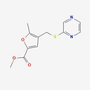 molecular formula C12H12N2O3S B7132841 Methyl 5-methyl-4-(pyrazin-2-ylsulfanylmethyl)furan-2-carboxylate 