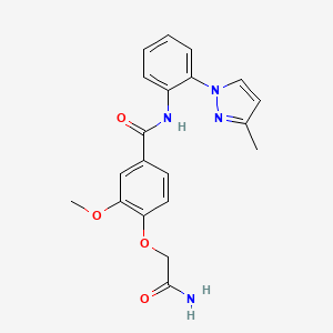 4-(2-amino-2-oxoethoxy)-3-methoxy-N-[2-(3-methylpyrazol-1-yl)phenyl]benzamide