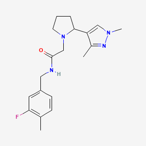 2-[2-(1,3-dimethylpyrazol-4-yl)pyrrolidin-1-yl]-N-[(3-fluoro-4-methylphenyl)methyl]acetamide