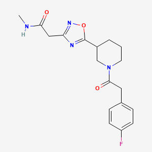 2-[5-[1-[2-(4-fluorophenyl)acetyl]piperidin-3-yl]-1,2,4-oxadiazol-3-yl]-N-methylacetamide