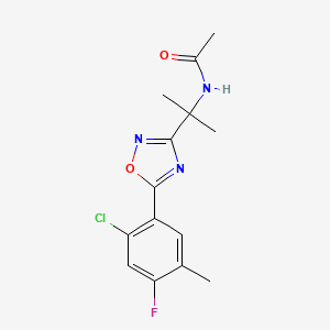 N-[2-[5-(2-chloro-4-fluoro-5-methylphenyl)-1,2,4-oxadiazol-3-yl]propan-2-yl]acetamide