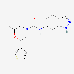 2-methyl-N-(4,5,6,7-tetrahydro-1H-indazol-6-yl)-6-thiophen-3-ylmorpholine-4-carboxamide