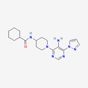 N-[1-(5-amino-6-pyrazol-1-ylpyrimidin-4-yl)piperidin-4-yl]cyclohexanecarboxamide