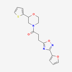 3-[3-(Furan-2-yl)-1,2,4-oxadiazol-5-yl]-1-(2-thiophen-2-ylmorpholin-4-yl)propan-1-one