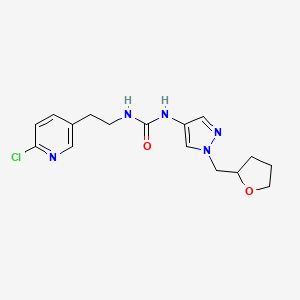 1-[2-(6-Chloropyridin-3-yl)ethyl]-3-[1-(oxolan-2-ylmethyl)pyrazol-4-yl]urea