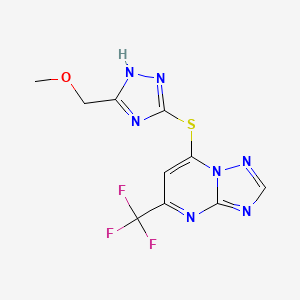 7-[[5-(methoxymethyl)-1H-1,2,4-triazol-3-yl]sulfanyl]-5-(trifluoromethyl)-[1,2,4]triazolo[1,5-a]pyrimidine