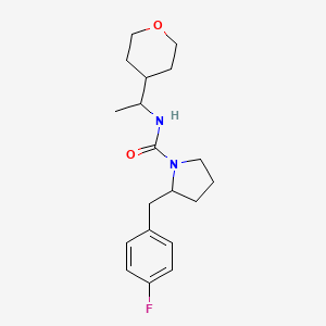 2-[(4-fluorophenyl)methyl]-N-[1-(oxan-4-yl)ethyl]pyrrolidine-1-carboxamide