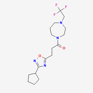 3-(3-Cyclopentyl-1,2,4-oxadiazol-5-yl)-1-[4-(2,2,2-trifluoroethyl)-1,4-diazepan-1-yl]propan-1-one