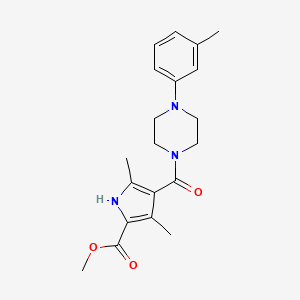 molecular formula C20H25N3O3 B7147337 methyl 3,5-dimethyl-4-[4-(3-methylphenyl)piperazine-1-carbonyl]-1H-pyrrole-2-carboxylate 