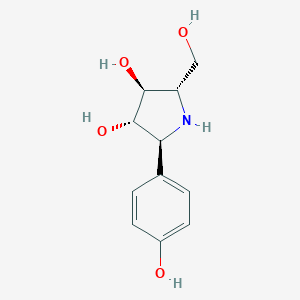 molecular formula C11H15NO4 B071496 (2S,3S,4S,5S)-2-(Hydroxymethyl)-5-(4-hydroxyphenyl)pyrrolidine-3,4-diol CAS No. 188744-98-1
