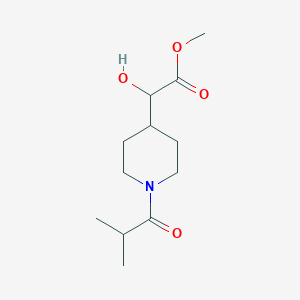 molecular formula C12H21NO4 B7149784 Methyl 2-hydroxy-2-[1-(2-methylpropanoyl)piperidin-4-yl]acetate 