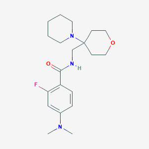 4-(dimethylamino)-2-fluoro-N-[(4-piperidin-1-yloxan-4-yl)methyl]benzamide