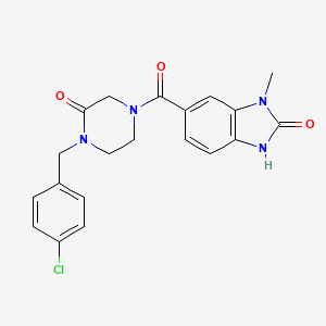 5-[4-[(4-chlorophenyl)methyl]-3-oxopiperazine-1-carbonyl]-3-methyl-1H-benzimidazol-2-one