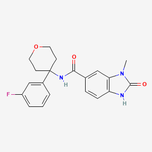 N-[4-(3-fluorophenyl)oxan-4-yl]-3-methyl-2-oxo-1H-benzimidazole-5-carboxamide