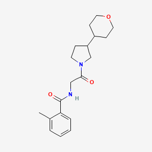 2-methyl-N-[2-[3-(oxan-4-yl)pyrrolidin-1-yl]-2-oxoethyl]benzamide