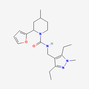 N-[(3,5-diethyl-1-methylpyrazol-4-yl)methyl]-2-(furan-2-yl)-4-methylpiperidine-1-carboxamide