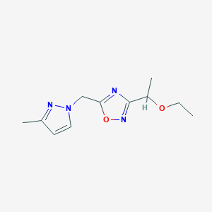 3-(1-Ethoxyethyl)-5-[(3-methylpyrazol-1-yl)methyl]-1,2,4-oxadiazole