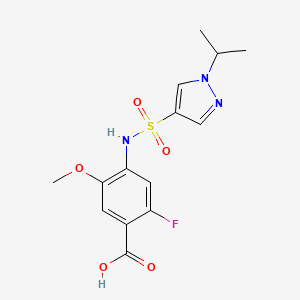 2-Fluoro-5-methoxy-4-[(1-propan-2-ylpyrazol-4-yl)sulfonylamino]benzoic acid